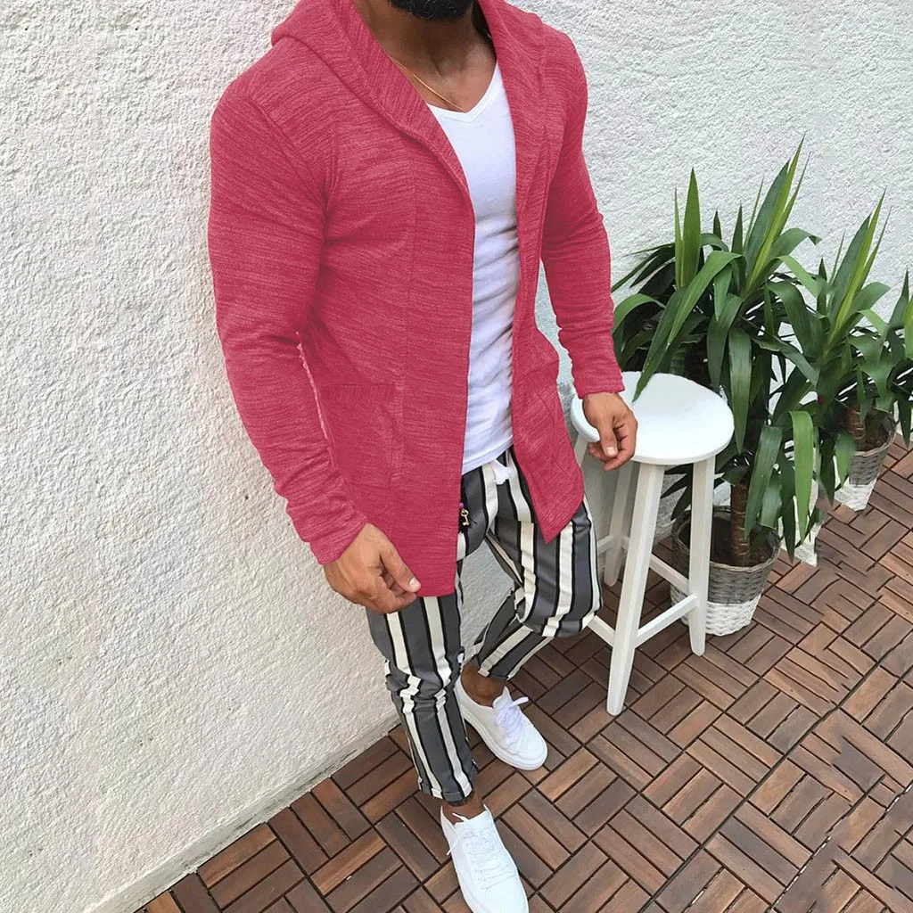 Мужская повседневная однотонная приталенная Осенняя верхняя одежда с длинным