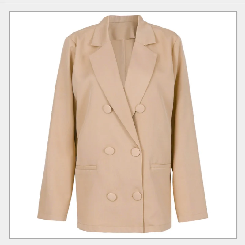 

Autumn and winter women's new double-breasted casual fashion suit five-color solid cool spring long sleeve