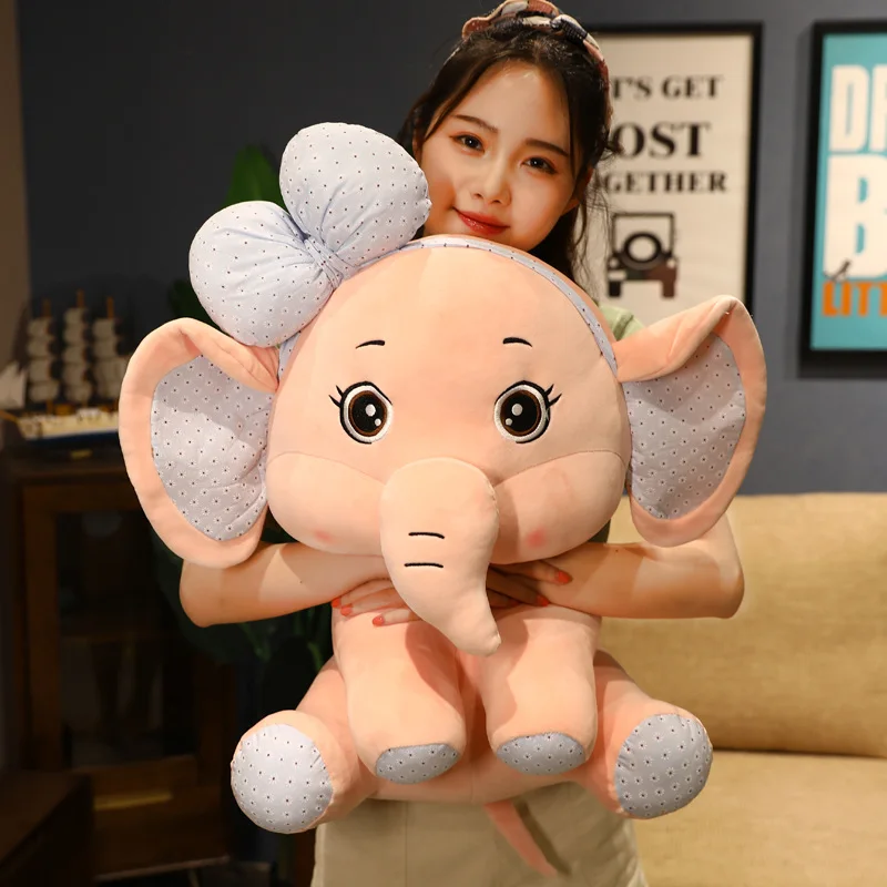 

Cute elephant doll flower knot home decoration children's toys to accompany the sleeping doll to heal soft and comfortable Jouet