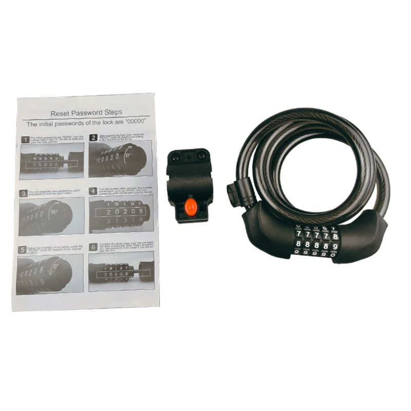 

Bike Chain Locks 5 Digit Resettable Combination Password Bicycle Lock