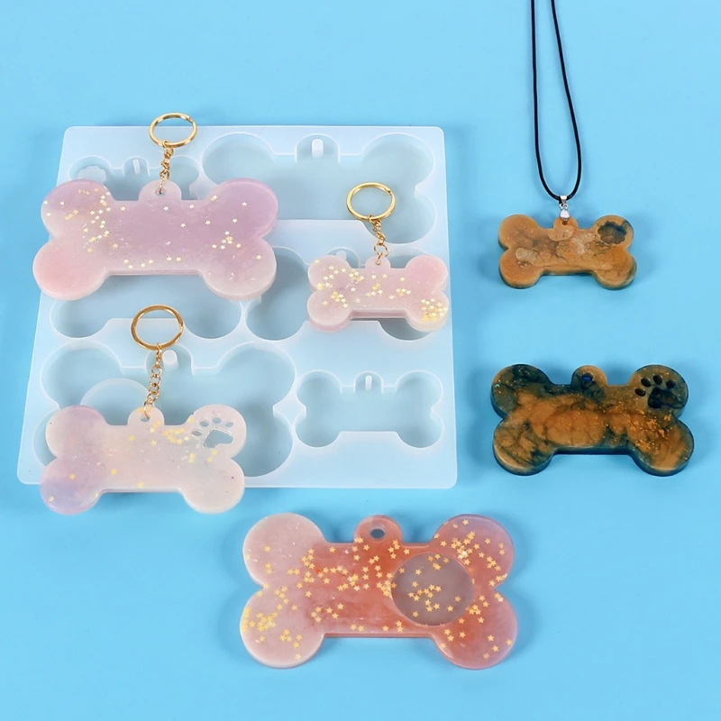 

Dog Bone Tag Epoxy Resin Mold Keychain Pet Hanging Sign Silicone Mould DIY Crafts Jewelry Pendants Casting Tools