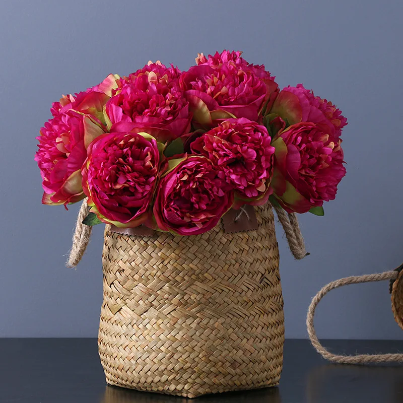 

2 пряди Ки, 5 головок, имитация длины 32 см, искусственные пионы, Шелковый цветочный букет, маленький чай, искусственная Роза, цветок камелии