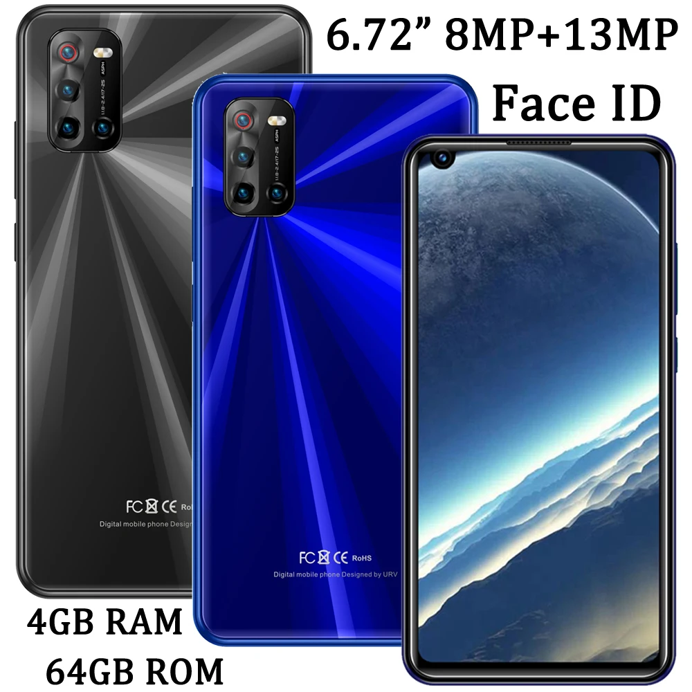 

6.72" 7c 8MP+13MP Global Smartphones Face ID Quad Core Front/Back Camera 4G RAM+64G ROM Android Mobile Phones Celulares Unlocked