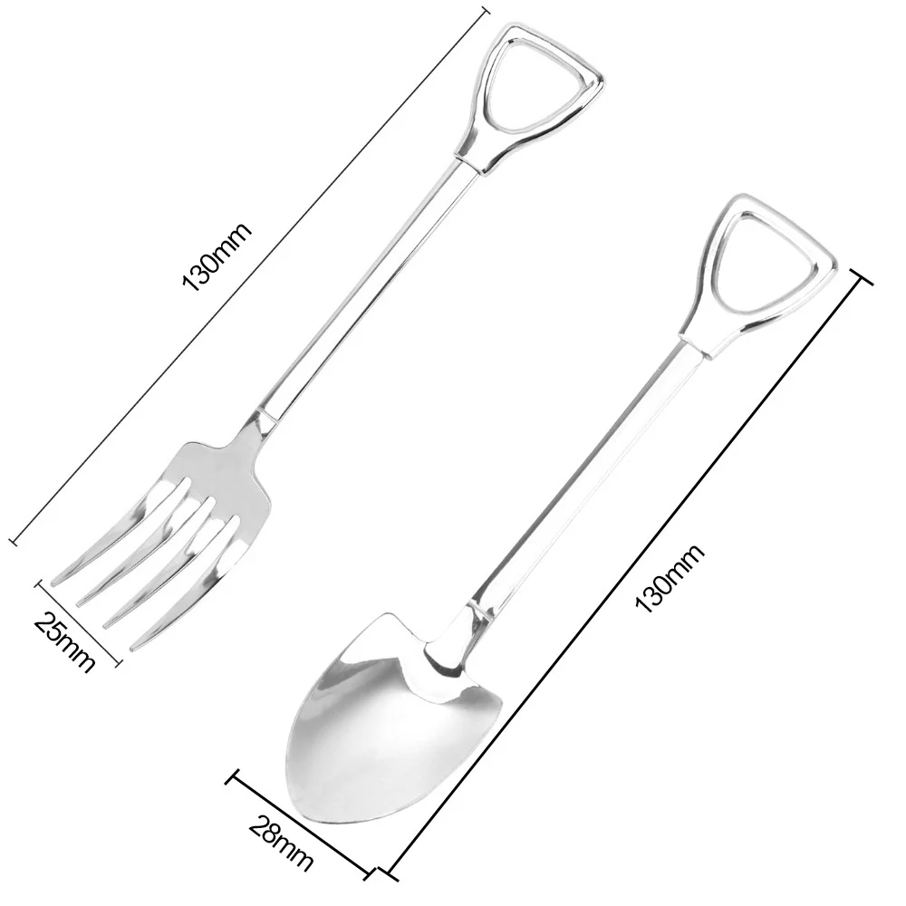 Нержавеющая сталь столовая вилка Лопата Форма ложки с длинной ручкой ложка для