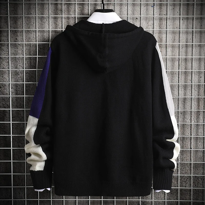 SingleRoad Mens Sweater Men 2020 Patchwork Harajuku Hip Hop Jumper Korean Style Pullover Oversized Black Hooded | Мужская одежда