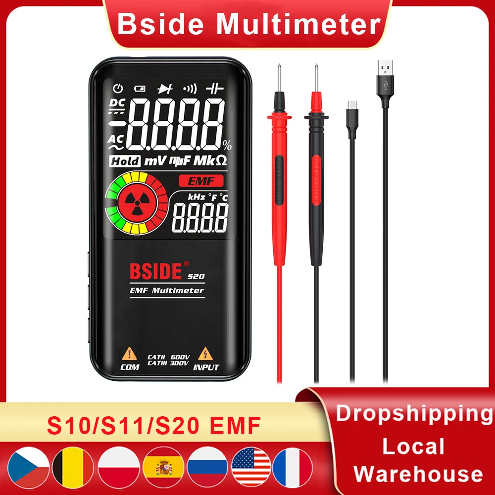 

BSIDE S10 S11 S20 EMF Digital Smart Multimeter Tester Detector Profesional Multimetro DC AC Voltage Capacitor Ohm Diode NCV Hz