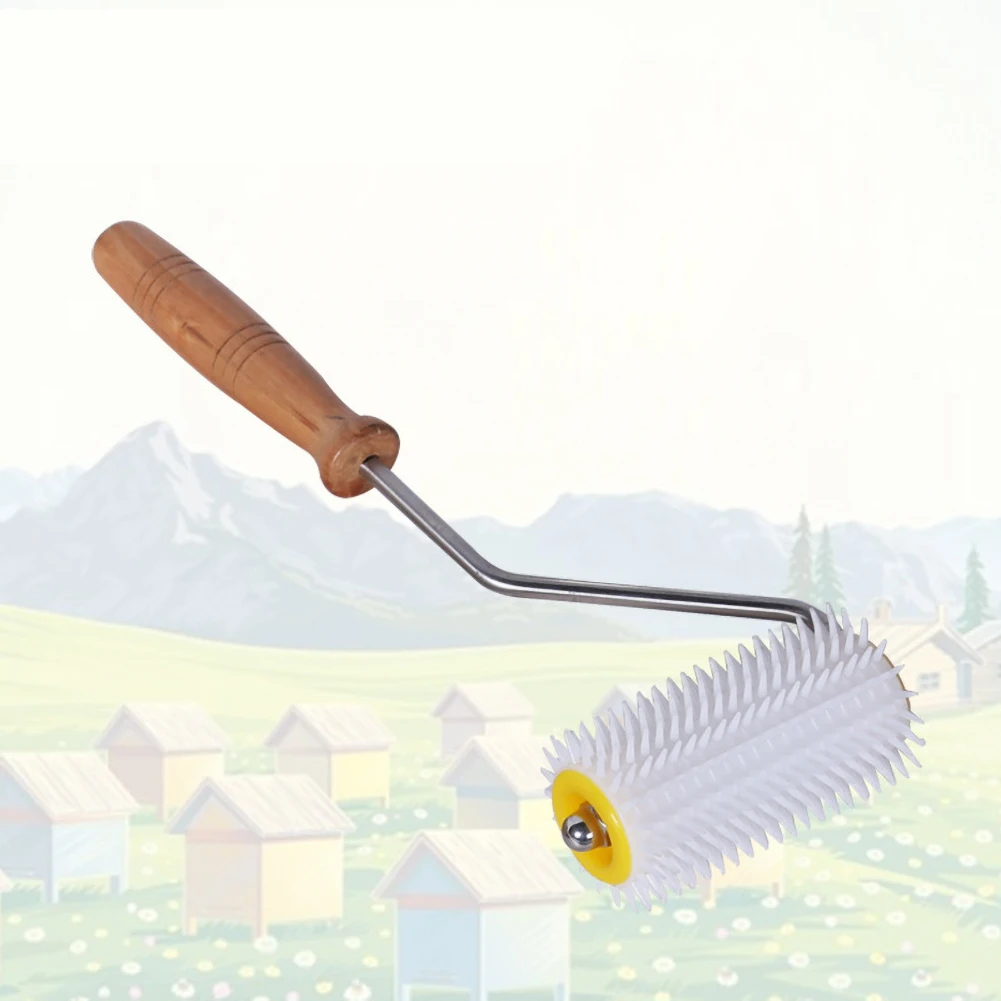 

2pcs Plastic Uncapping Needle Roller Extracting Needle Roller Tool Beekeeping Equipment Bee Hive Hand Tool with Wooden Handle
