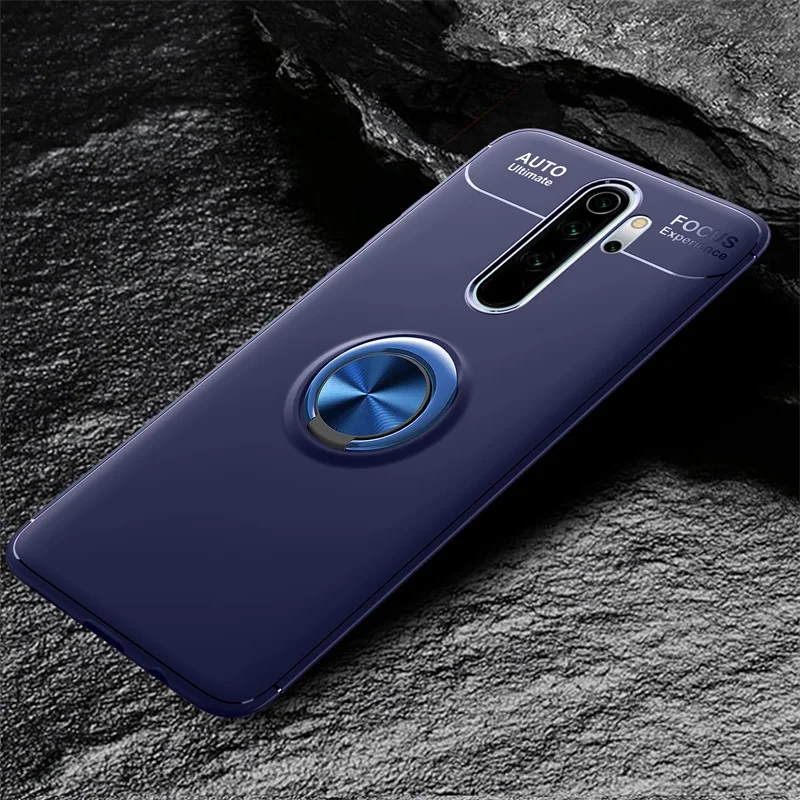Роскошный мягкий автомобильный чехол-кольцо для Xiaomi Redmi Note 8 Pro, противоударный чехол для Xiaomi Redmi Note 8 Pro, силиконовый бампер из ТПУ - Цвет: Синий