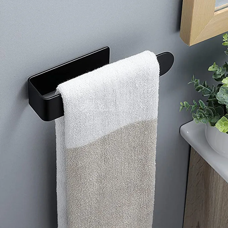 

Stainless Steel Towel Storage Holder Shelf Punch Free Bathroom Organizer Kitchen Storage Rack Towel Bar Hook Self Adhesive Hange