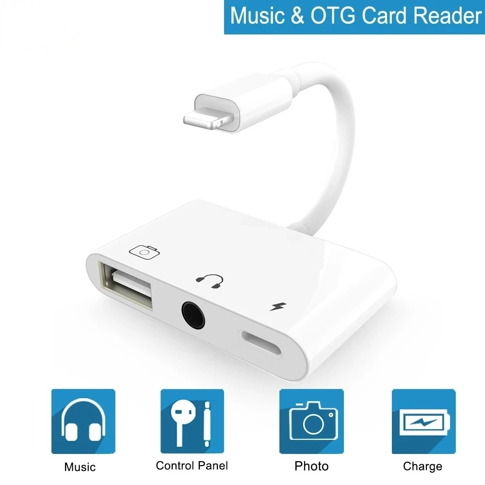 

OTG адаптер для Lightning/USB 3 устройство для чтения камеры с разъемом для наушников 3,5 мм комплекты для синхронизации данных для iPhone X/XR/XS/8/7