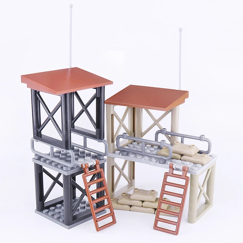 2 цвета Военная серия строительный блок дом забор лестница окно настенная панель