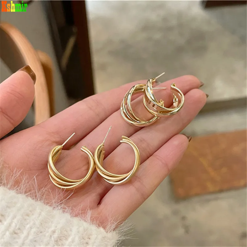 

Kshmir Circular cross irregular earrings gold light luxury luxury earrings 2021 new stylish female earrings jewelry