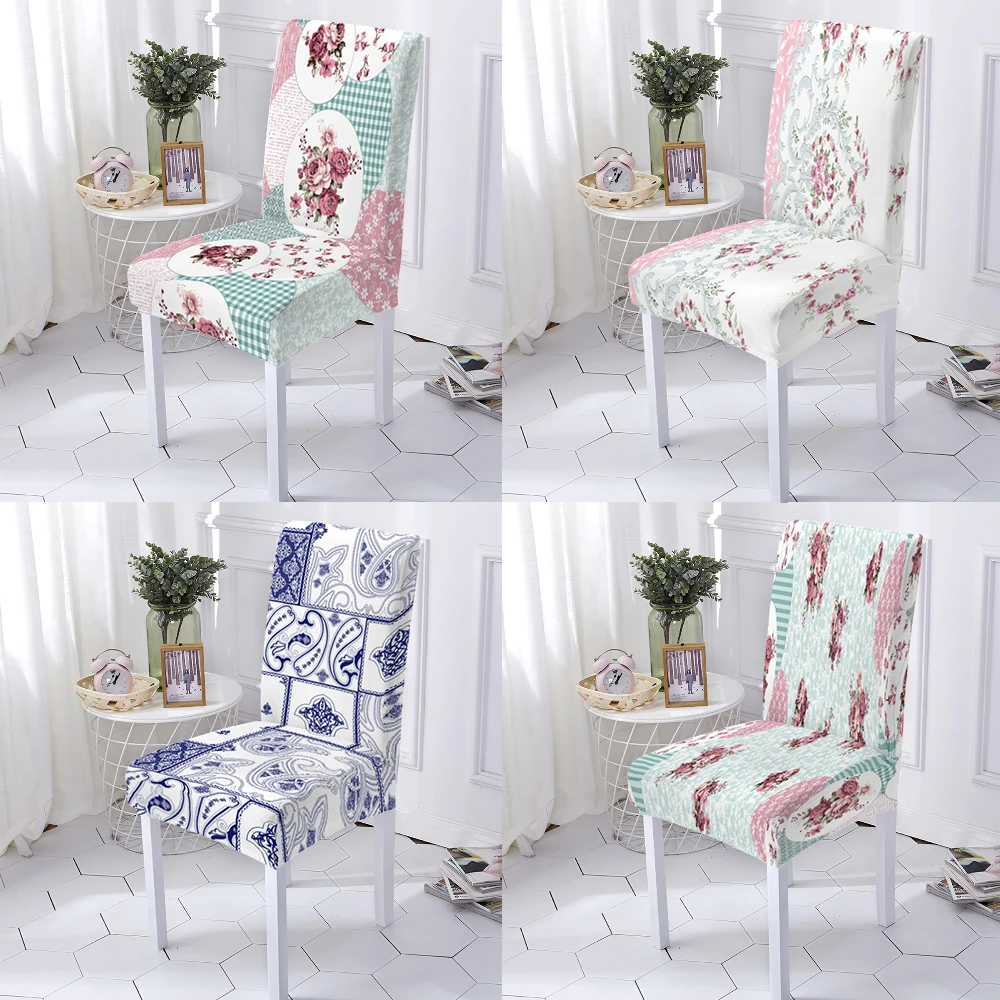 

Patchwork Plaid P 1/2/4/6 Pcs Chairs Covers Home Office Back Chair Cover House Restaurant Hotel Slipcovers Protector