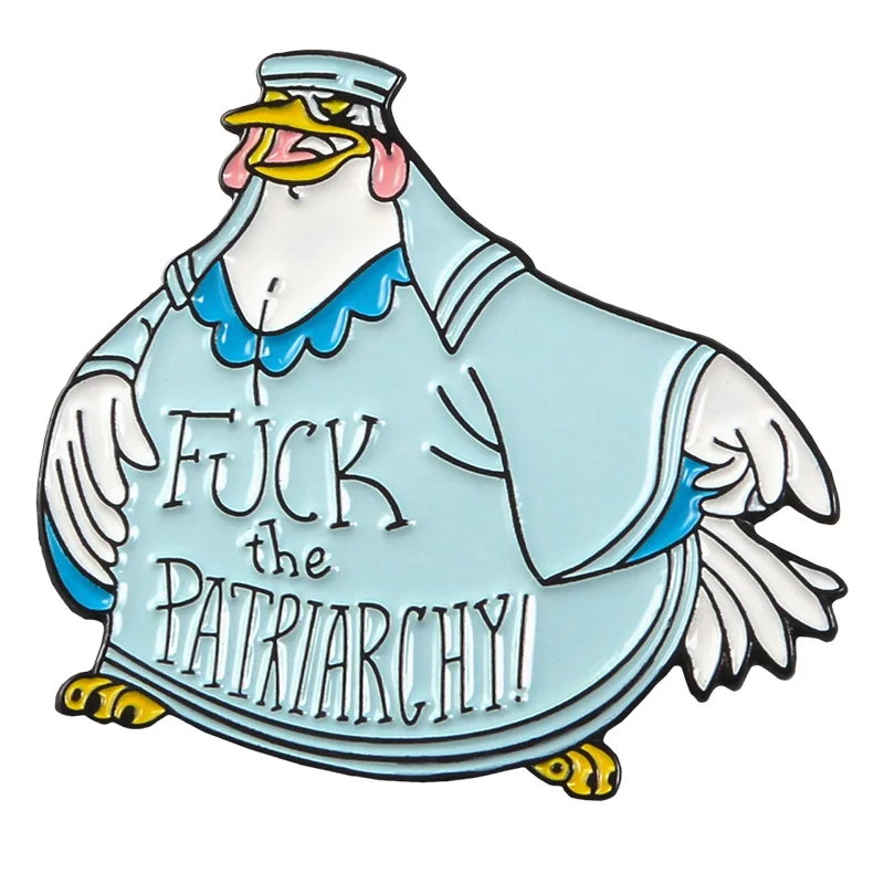 Мультфильм значок против Патриархии петух животное Броши для женщин креативный