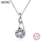 Geoki прошел испытание бриллиантом идеальное 2 ct Moissanite Лебедь ожерелье из стерлингового серебра 925 пробы D цвет камень кулон ожерелья для женщин