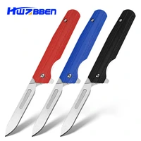 hwzbben scalpel g10 handle edc medical knife folding knife with no 60 blades engrave carving utility letter tools