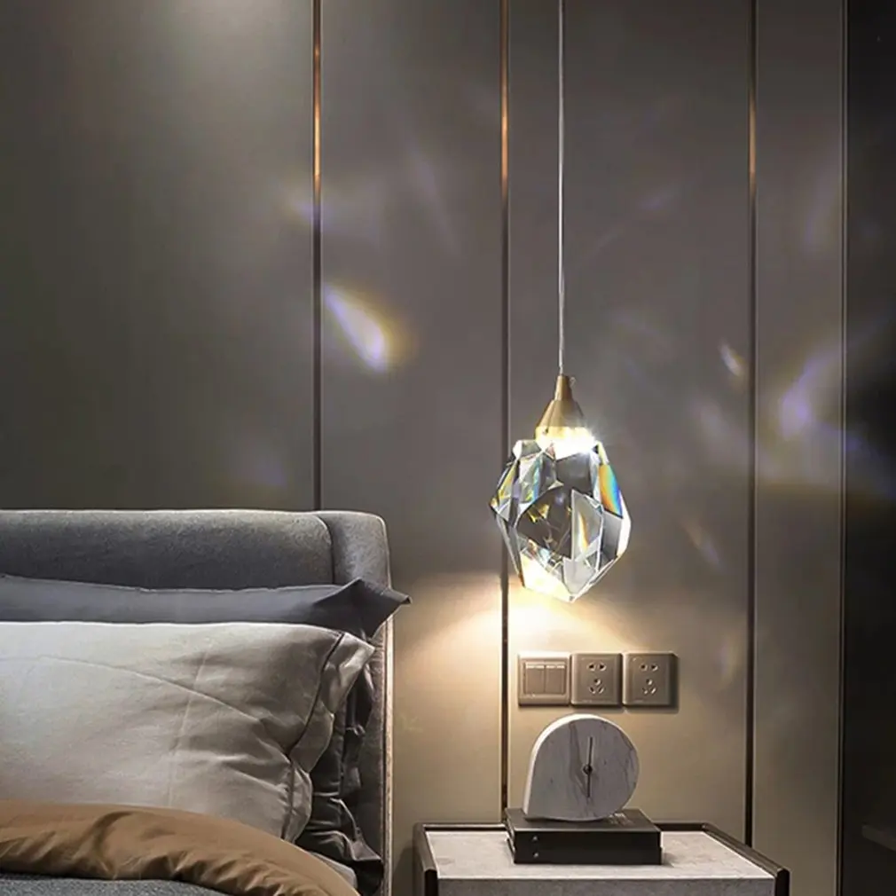 Подвесные светильники для спальни светодиодная полностью латунная хрустальная