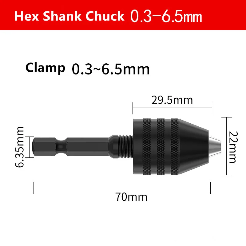 

BROPPE 6.35mm Hexagon Shank Three-jaw Chuck Quick-Type Chuck Extension Twist Drill Bit Conversion Electric Drill Chuck