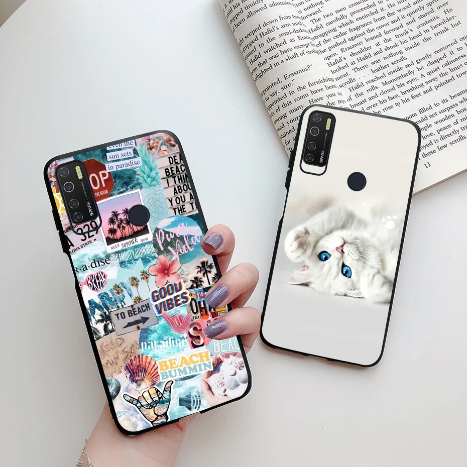Чехол для Tecno Spark 5 чехол телефона Pro Модный с художественной этикеткой черный из