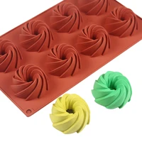 8 cavity silicone cake molds for baking dessert mousse new decorating moulds 3d diy spiral shape chocolate bakeware tool