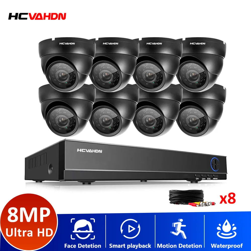 

4K Ultra HD Video Surveillance Camera System 8MP 8ch H265 DVR 40m IR Night Vision Out Door Waterproof Cctv Security System Kit