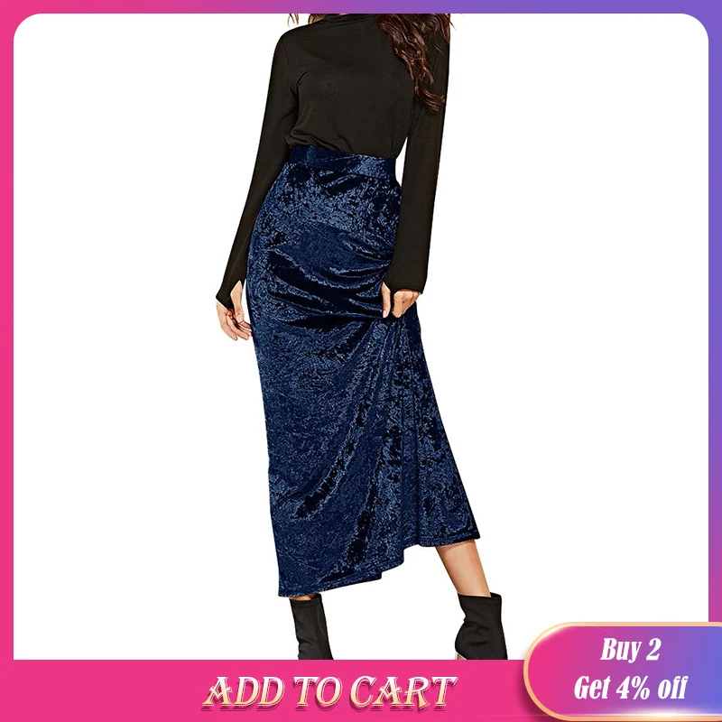 2019 Женские винтажные плиссированные элегантные золотые вельветовые длинные