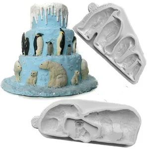 Пингвин и Полярная силиконовая форма Медведь помадка формы для украшения торта инструменты формы для шоколадной мастики, Sugarcraft, кухонный гаджет