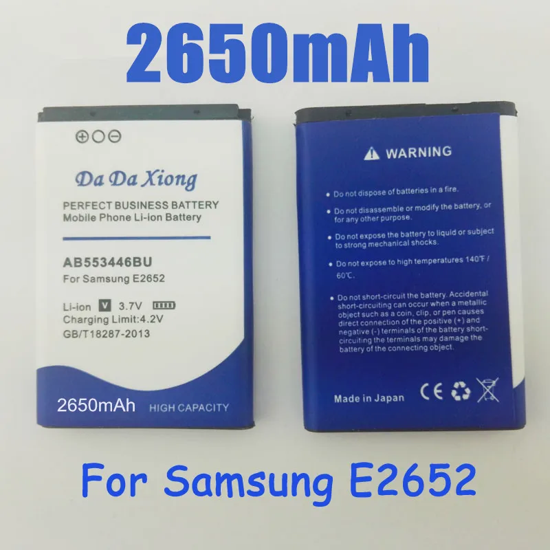 Аккумулятор AB553446BU 2650 мАч для samsung E2652 C3300 E1110C E3300 S5150 B100 L250 M128 M628 W539 X989|battery for samsung|battery