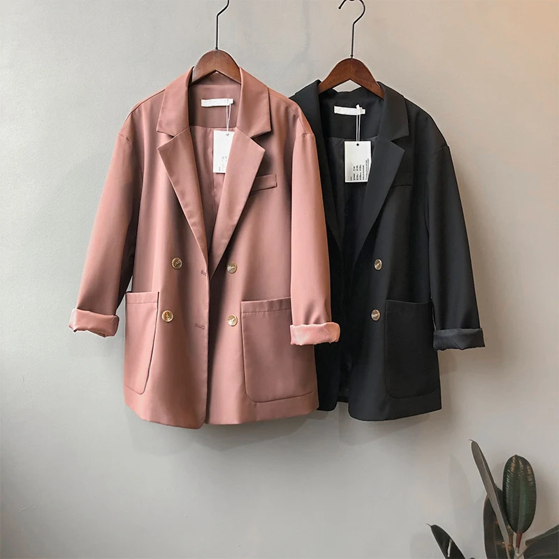 Новинка 2020 женский весенний Блейзер пальто с отложным воротником женское