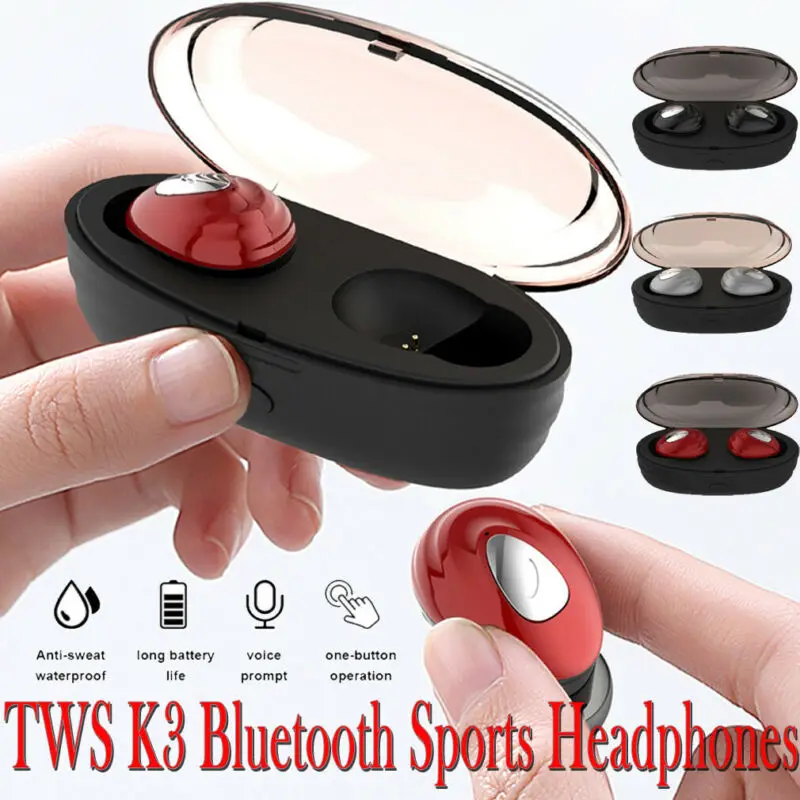 Беспроводная гарнитура K3 Bluetooth 5 0 TWS Hi-Fi бас Twins спортивные стереонаушники с