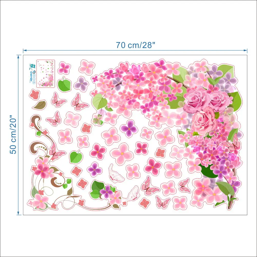 Романтические цветочные бабочки наклейки на стену для девочек женские росписные