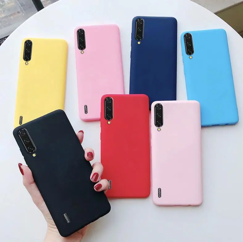 Яркий однотонный Мягкий силиконовый чехол для телефона Xiaomi MiA3 Mi A1 A2 A3 6 8 9 se 9T 10 10T Pro