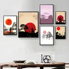 Картина на холсте с японскими акварельными чернилами, постеры и принты, Настенная картина в скандинавском стиле для гостиной, украшение для дома