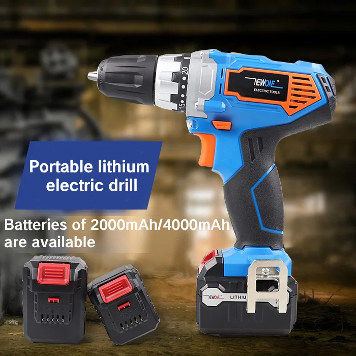 

16V Cordless Drill Screwdriver Portable Lithium-ion Electric Drill with 4000mAh Battery power Driver rechargeable 2-speed drill