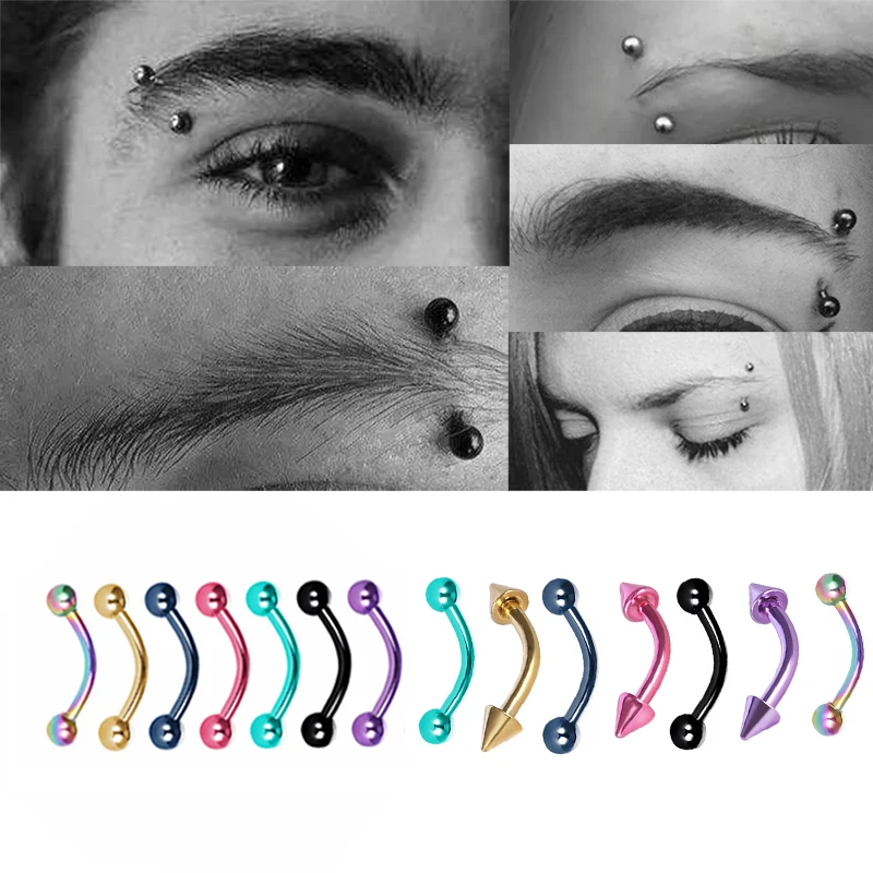 14 шт микс Цвет Титан покрытие брови тату анти банан бар шаровой головкой