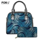 FORUDESIGNSГавайская Юбка с эффектом деграде (переход от темного к синий Tapa вихревой синие женские сумки из натуральной кожи повседневная женская обувь из искусственной кожи, модная сумка-тоут, сумка через плечо для женщин Bolsa Femme
