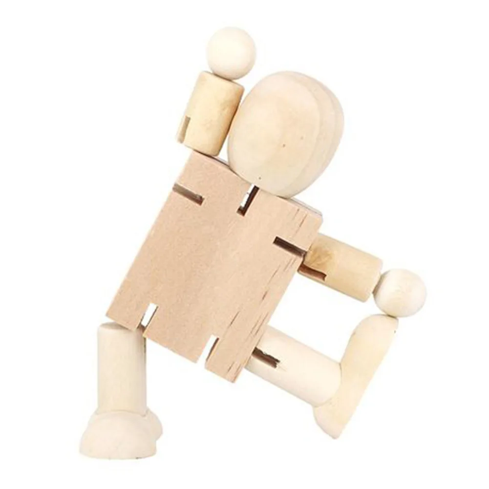 

2pcs Rotatable Joint DIY Painting Graffiti Wooden Robot Small Educational Toy Figure Model Kindergarten Gift Kids Desktop