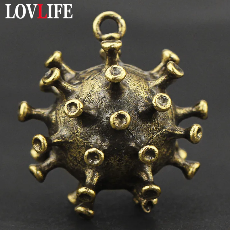 Брелок из чистой латуни с подвеской-вирусом для мужчин винтажный брелок