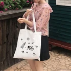 Вместительная Холщовая Сумка-тоут с рисунком, многоразовый женский мешок для покупок, пляжные сумки с принтом, школьные ранцы