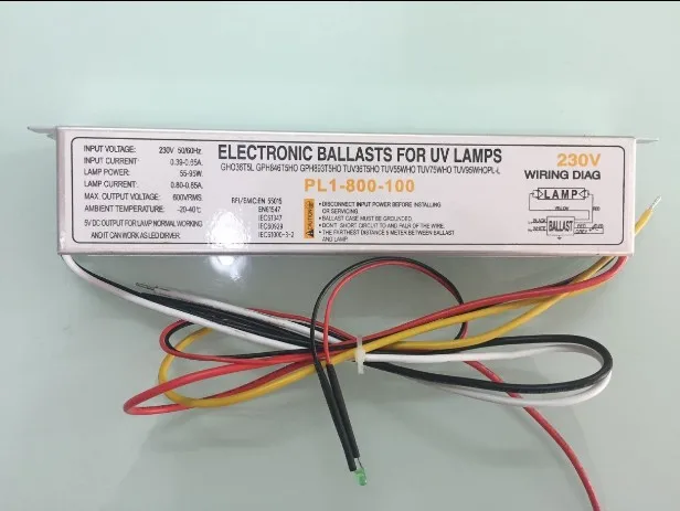 PL1-800-100 UV 55 Вт 60 75 80 95 120 несимметричный 4 pin электронный балласт для TUV36T5HO TUV55WHO GHO36T5L