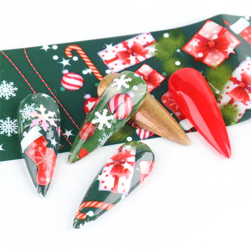 

Art Hexagon Bells Wraps Winter Polish Manicure Gift Nail Christmas Stickers