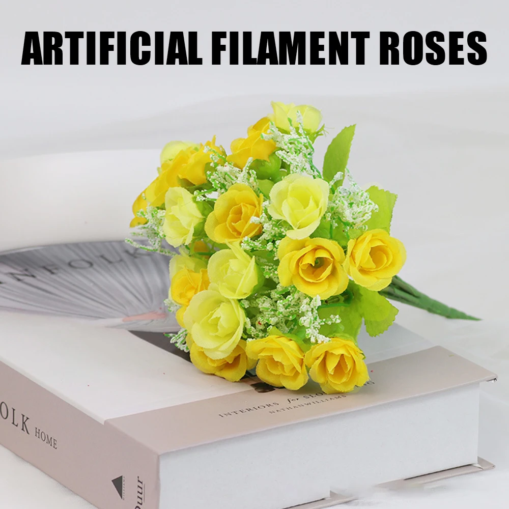 

Artificial Flowers 21Heads DIY Silk Rose Bouquet Wedding Dining Table Decoration Fake Flowers for Birthday Arrangement