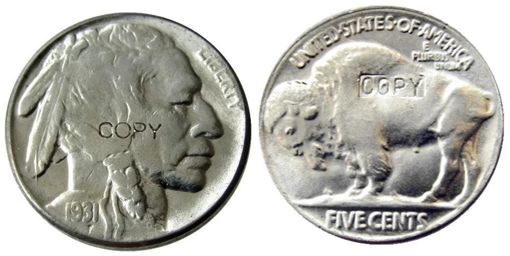 

US 1931 Buffalo Nickel Five Cents Copy Decorative Coin