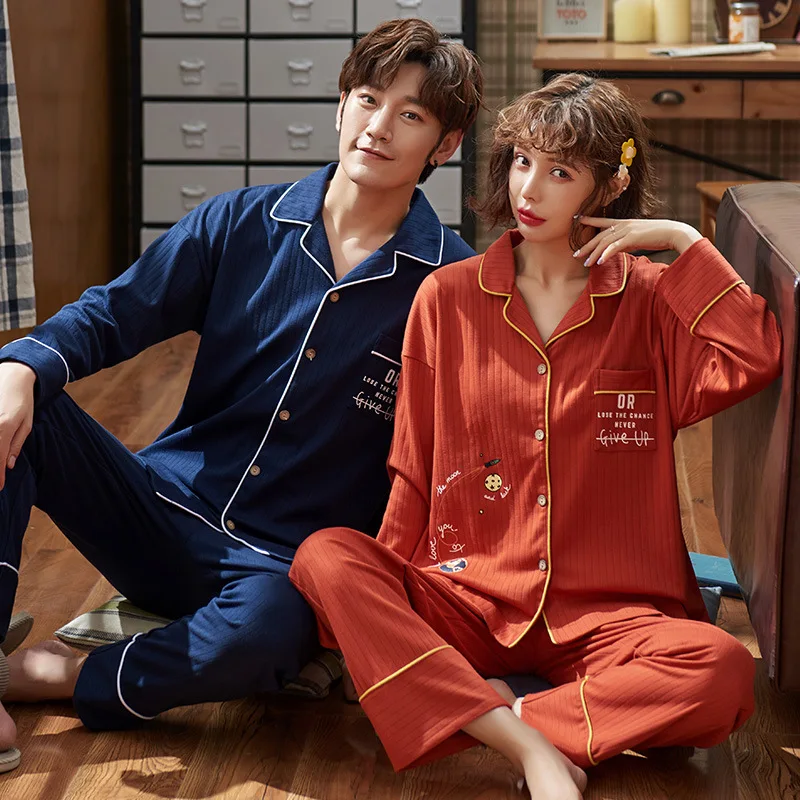 

Family Pijama Cute Lounge Pijama Couple Pajamas Set Autumn Cardigan Pyjamas Women and Men Pajamas Long Sleeve Sleepwear