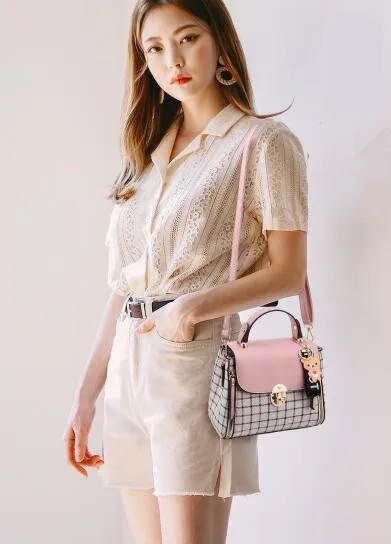 Новая женская сумка с клетчатой диагональной посылка через плечо Маленькая