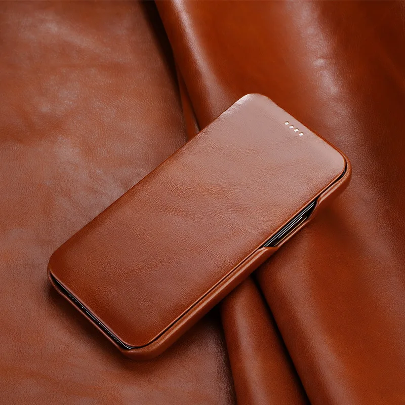 

Ike for iPhone 12/Pro Leather Flip Case Apple Retro Left and Right Flip Phone Case