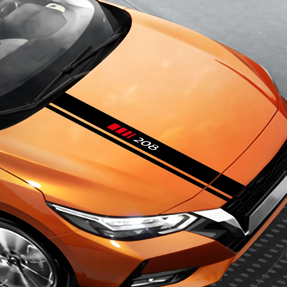 Чехлы для капота автомобиля виниловые гоночные спортивные наклейки кузова Peugeot