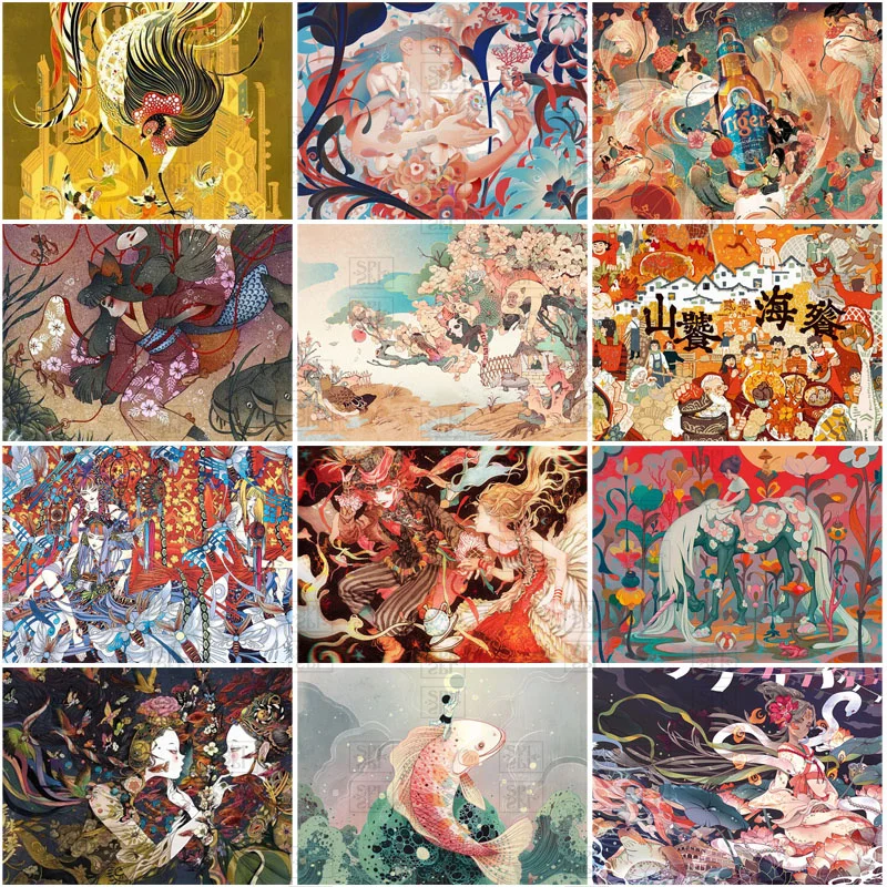 

Diamond Embroidery Cartoon Scenery 5D Painting Cross Stitch Comics Illustration Rhinestone Mosaic Home Decoration Wall Artwork