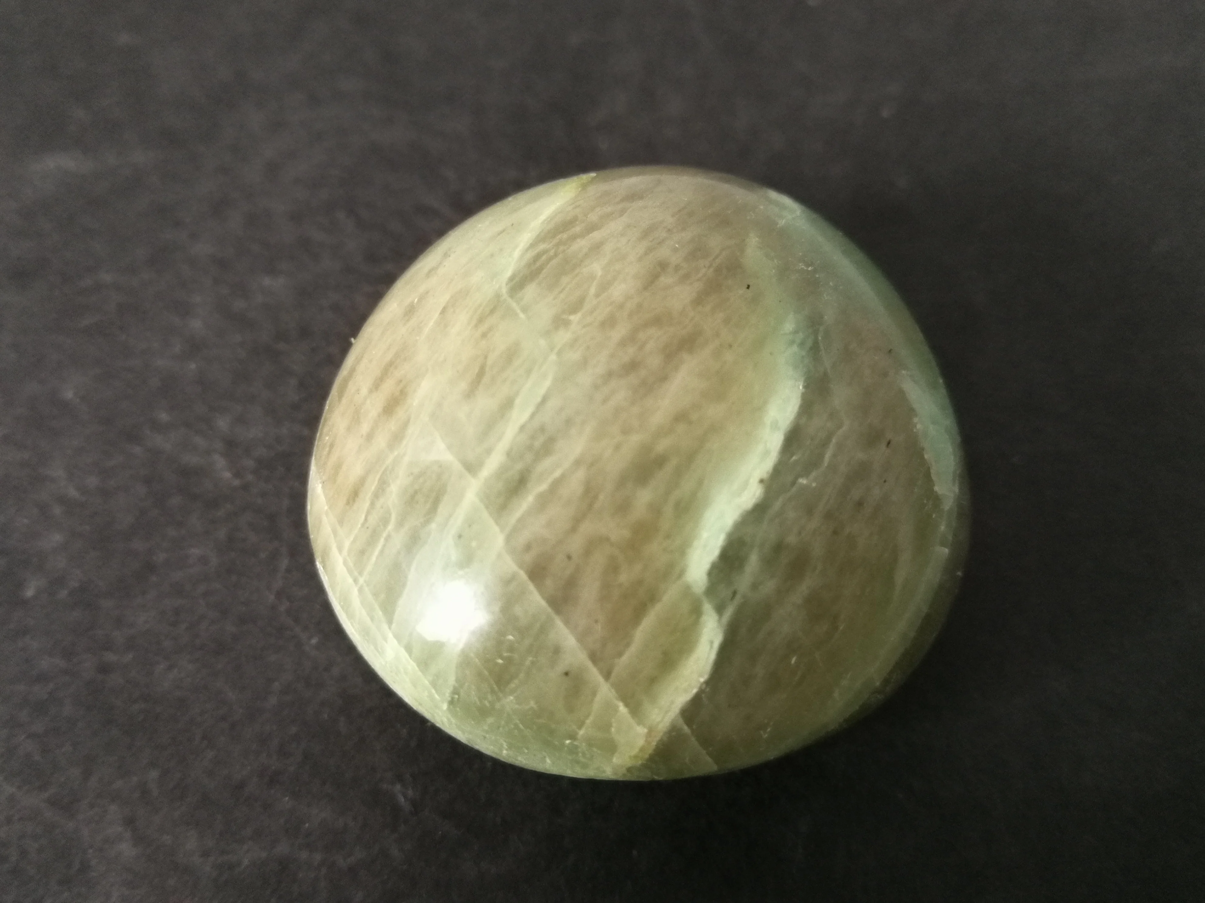 

60.1gNatural green Moonstone Worry Stone polished quartz crystal palm stone mineral specimen Reiki healing crystal home decorati