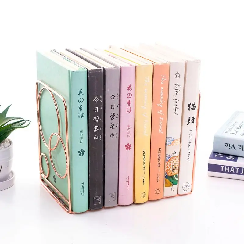 

2pcs Round Metal Desktop Bookends Book Ends Support Stand Holder Shelf Bookrack